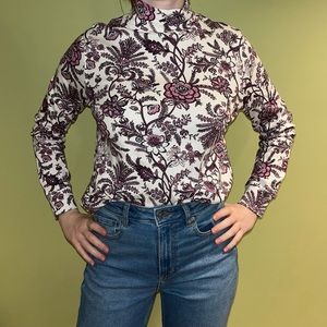 Lands’ End floral mock neck